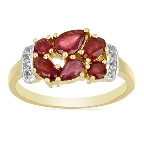 1.63 CT GLASS FILLED RUBY GOLD PLATED STERLING SILVER RINGS #VR07243